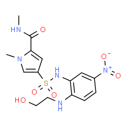 ChemSpider 2D Image | 4-({2-[(2-Hydroxyethyl)amino]-5-nitrophenyl}sulfamoyl)-N,1-dimethyl-1H-pyrrole-2-carboxamide | C15H19N5O6S