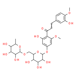 ChemSpider 2D Image | 3-Hydroxy-4-[3-(3-hydroxy-4-methoxyphenyl)acryloyl]-5-methoxyphenyl 6-O-(6-deoxyhexopyranosyl)hexopyranoside | C29H36O15
