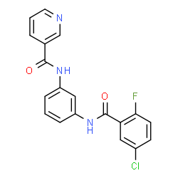 ChemSpider 2D Image | N-{3-[(5-Chloro-2-fluorobenzoyl)amino]phenyl}nicotinamide | C19H13ClFN3O2