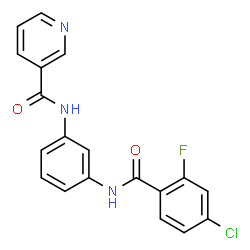 ChemSpider 2D Image | N-{3-[(4-Chloro-2-fluorobenzoyl)amino]phenyl}nicotinamide | C19H13ClFN3O2