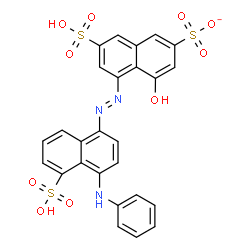 ChemSpider 2D Image | 5-[(E)-(4-Anilino-5-sulfo-1-naphthyl)diazenyl]-4-hydroxy-7-sulfo-2-naphthalenesulfonate | C26H18N3O10S3