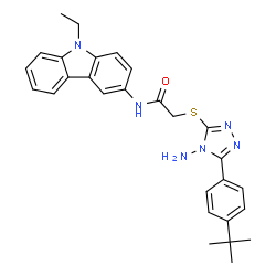 ChemSpider 2D Image | 2-({4-Amino-5-[4-(2-methyl-2-propanyl)phenyl]-4H-1,2,4-triazol-3-yl}sulfanyl)-N-(9-ethyl-9H-carbazol-3-yl)acetamide | C28H30N6OS