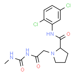 ChemSpider 2D Image | N-(2,5-Dichlorophenyl)-1-{2-[(methylcarbamoyl)amino]-2-oxoethyl}prolinamide | C15H18Cl2N4O3