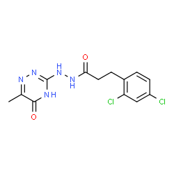 ChemSpider 2D Image | 3-(2,4-Dichlorophenyl)-N'-[(3E)-6-methyl-5-oxo-4,5-dihydro-1,2,4-triazin-3(2H)-ylidene]propanehydrazide | C13H13Cl2N5O2