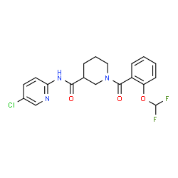 ChemSpider 2D Image | N-(5-Chloro-2-pyridinyl)-1-[2-(difluoromethoxy)benzoyl]-3-piperidinecarboxamide | C19H18ClF2N3O3