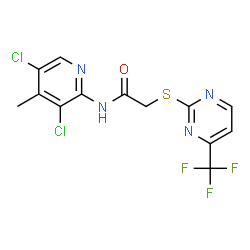 ChemSpider 2D Image | N-(3,5-Dichloro-4-methyl-2-pyridinyl)-2-{[4-(trifluoromethyl)-2-pyrimidinyl]sulfanyl}acetamide | C13H9Cl2F3N4OS
