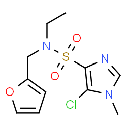 ChemSpider 2D Image | 5-Chloro-N-ethyl-N-(2-furylmethyl)-1-methyl-1H-imidazole-4-sulfonamide | C11H14ClN3O3S