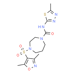 ChemSpider 2D Image | 4-[(3,5-Dimethyl-1,2-oxazol-4-yl)sulfonyl]-N-(5-methyl-1,3,4-thiadiazol-2-yl)-1,4-diazepane-1-carboxamide | C14H20N6O4S2