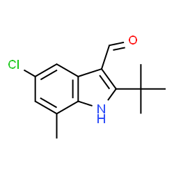 ChemSpider 2D Image | 2-(tert-butyl)-5-chloro-7-methyl-1H-indole-3-carbaldehyde | C14H16ClNO