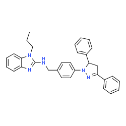 ChemSpider 2D Image | N-[4-(3,5-Diphenyl-4,5-dihydro-1H-pyrazol-1-yl)benzyl]-1-propyl-1H-benzimidazol-2-amine | C32H31N5