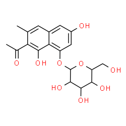 ChemSpider 2D Image | 7-Acetyl-3,8-dihydroxy-6-methyl-1-naphthyl hexopyranoside | C19H22O9