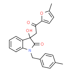 ChemSpider 2D Image | 3-Hydroxy-1-(4-methylbenzyl)-3-[2-(5-methyl-2-furyl)-2-oxoethyl]-1,3-dihydro-2H-indol-2-one | C23H21NO4