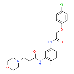 ChemSpider 2D Image | N-(5-{[(4-Chlorophenoxy)acetyl]amino}-2-fluorophenyl)-3-(4-morpholinyl)propanamide | C21H23ClFN3O4