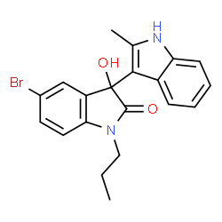 ChemSpider 2D Image | 5'-Bromo-3'-hydroxy-2-methyl-1'-propyl-1',3'-dihydro-1H,2'H-3,3'-biindol-2'-one | C20H19BrN2O2