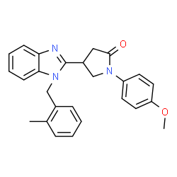 ChemSpider 2D Image | 1-(4-Methoxyphenyl)-4-[1-(2-methylbenzyl)-1H-benzimidazol-2-yl]-2-pyrrolidinone | C26H25N3O2