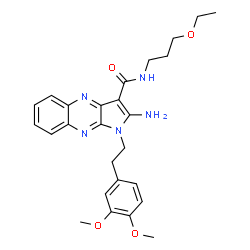 ChemSpider 2D Image | 2-Amino-1-[2-(3,4-dimethoxyphenyl)ethyl]-N-(3-ethoxypropyl)-1H-pyrrolo[2,3-b]quinoxaline-3-carboxamide | C26H31N5O4