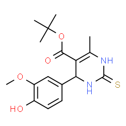 ChemSpider 2D Image | 2-Methyl-2-propanyl 4-(4-hydroxy-3-methoxyphenyl)-6-methyl-2-thioxo-1,2,3,4-tetrahydro-5-pyrimidinecarboxylate | C17H22N2O4S
