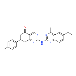 ChemSpider 2D Image | 2-[(6-Ethyl-4-methyl-2-quinazolinyl)amino]-7-(4-methylphenyl)-7,8-dihydro-5(6H)-quinazolinone | C26H25N5O
