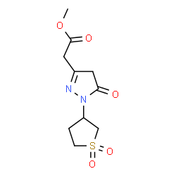 ChemSpider 2D Image | Methyl [1-(1,1-dioxidotetrahydro-3-thiophenyl)-5-oxo-4,5-dihydro-1H-pyrazol-3-yl]acetate | C10H14N2O5S