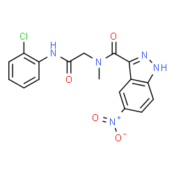 ChemSpider 2D Image | N-{2-[(2-Chlorophenyl)amino]-2-oxoethyl}-N-methyl-5-nitro-1H-indazole-3-carboxamide | C17H14ClN5O4