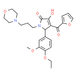 ChemSpider 2D Image | 5-(4-Ethoxy-3-methoxyphenyl)-4-(2-furoyl)-3-hydroxy-1-[3-(4-morpholinyl)propyl]-1,5-dihydro-2H-pyrrol-2-one | C25H30N2O7