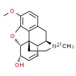 ChemSpider 2D Image | (5alpha,6alpha)-3-Methoxy-17-(~13~C)methyl-7,8-didehydro-4,5-epoxymorphinan-6-ol | C1713CH21NO3