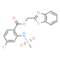 ChemSpider 2D Image | 1,3-Benzothiazol-2-ylmethyl 4-fluoro-2-[(methylsulfonyl)amino]benzoate | C16H13FN2O4S2