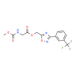 ChemSpider 2D Image | {3-[3-(Trifluoromethyl)phenyl]-1,2,4-oxadiazol-5-yl}methyl N-(methoxycarbonyl)glycinate | C14H12F3N3O5