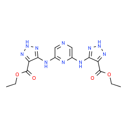 ChemSpider 2D Image | Diethyl 5,5'-(2,6-pyrazinediyldiimino)bis(2H-1,2,3-triazole-4-carboxylate) | C14H16N10O4