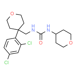 ChemSpider 2D Image | 1-{[4-(2,4-Dichlorophenyl)tetrahydro-2H-pyran-4-yl]methyl}-3-(tetrahydro-2H-pyran-4-yl)urea | C18H24Cl2N2O3