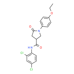 ChemSpider 2D Image | N-(2,4-Dichlorophenyl)-1-(4-ethoxyphenyl)-5-oxo-3-pyrrolidinecarboxamide | C19H18Cl2N2O3