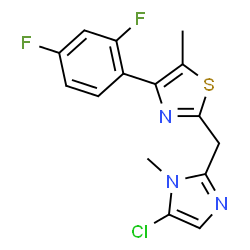ChemSpider 2D Image | 2-[(5-Chloro-1-methyl-1H-imidazol-2-yl)methyl]-4-(2,4-difluorophenyl)-5-methyl-1,3-thiazole | C15H12ClF2N3S