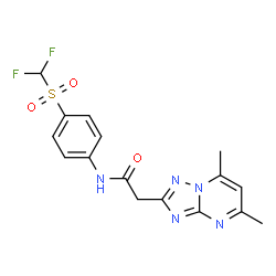 ChemSpider 2D Image | N-{4-[(Difluoromethyl)sulfonyl]phenyl}-2-(5,7-dimethyl[1,2,4]triazolo[1,5-a]pyrimidin-2-yl)acetamide | C16H15F2N5O3S