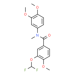ChemSpider 2D Image | 3-(Difluoromethoxy)-N-(3,4-dimethoxyphenyl)-4-methoxy-N-methylbenzamide | C18H19F2NO5
