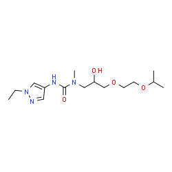 ChemSpider 2D Image | 3-(1-Ethyl-1H-pyrazol-4-yl)-1-[2-hydroxy-3-(2-isopropoxyethoxy)propyl]-1-methylurea | C15H28N4O4
