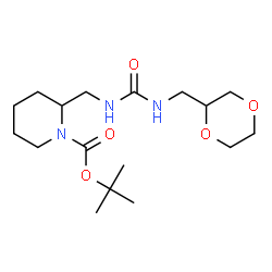 ChemSpider 2D Image | 2-Methyl-2-propanyl 2-({[(1,4-dioxan-2-ylmethyl)carbamoyl]amino}methyl)-1-piperidinecarboxylate | C17H31N3O5