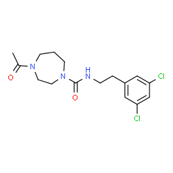 ChemSpider 2D Image | 4-Acetyl-N-[2-(3,5-dichlorophenyl)ethyl]-1,4-diazepane-1-carboxamide | C16H21Cl2N3O2