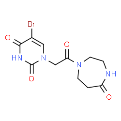 ChemSpider 2D Image | 5-Bromo-1-[2-oxo-2-(5-oxo-1,4-diazepan-1-yl)ethyl]-2,4(1H,3H)-pyrimidinedione | C11H13BrN4O4