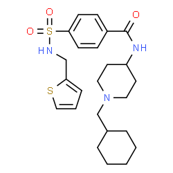 ChemSpider 2D Image | N-[1-(Cyclohexylmethyl)-4-piperidinyl]-4-[(2-thienylmethyl)sulfamoyl]benzamide | C24H33N3O3S2