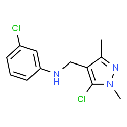ChemSpider 2D Image | 3-Chloro-N-[(5-chloro-1,3-dimethyl-1H-pyrazol-4-yl)methyl]aniline | C12H13Cl2N3