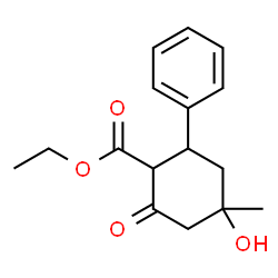 ChemSpider 2D Image | Ethyl 4-hydroxy-4-methyl-2-oxo-6-phenylcyclohexanecarboxylate | C16H20O4