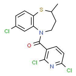 ChemSpider 2D Image | (7-Chloro-2-methyl-3,4-dihydro-1,5-benzothiazepin-5(2H)-yl)(2,6-dichloro-3-pyridinyl)methanone | C16H13Cl3N2OS