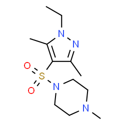 ChemSpider 2D Image | 1-[(1-Ethyl-3,5-dimethyl-1H-pyrazol-4-yl)sulfonyl]-4-methylpiperazine | C12H22N4O2S