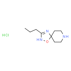 ChemSpider 2D Image | 3-Propyl-1-oxa-2,4,8-triazaspiro[4.5]dec-2-ene hydrochloride (1:1) | C9H18ClN3O