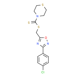 ChemSpider 2D Image | [3-(4-Chlorophenyl)-1,2,4-oxadiazol-5-yl]methyl 4-thiomorpholinecarbodithioate | C14H14ClN3OS3
