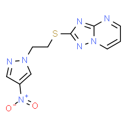 ChemSpider 2D Image | 2-{[2-(4-Nitro-1H-pyrazol-1-yl)ethyl]sulfanyl}[1,2,4]triazolo[1,5-a]pyrimidine | C10H9N7O2S