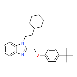 ChemSpider 2D Image | 2-[(4-tert-butylphenoxy)methyl]-1-(2-cyclohexylethyl)-1H-benzimidazole | C26H34N2O