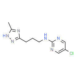 ChemSpider 2D Image | 5-Chloro-N-[3-(3-methyl-1H-1,2,4-triazol-5-yl)propyl]-2-pyrimidinamine | C10H13ClN6