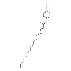 ChemSpider 2D Image | N'-{2-Methyl-3-[4-(2-methyl-2-propanyl)phenyl]-2-propen-1-ylidene}dodecanehydrazide | C26H42N2O