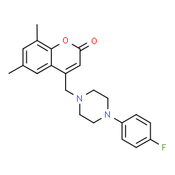 ChemSpider 2D Image | 4-{[4-(4-Fluorophenyl)-1-piperazinyl]methyl}-6,8-dimethyl-2H-chromen-2-one | C22H23FN2O2